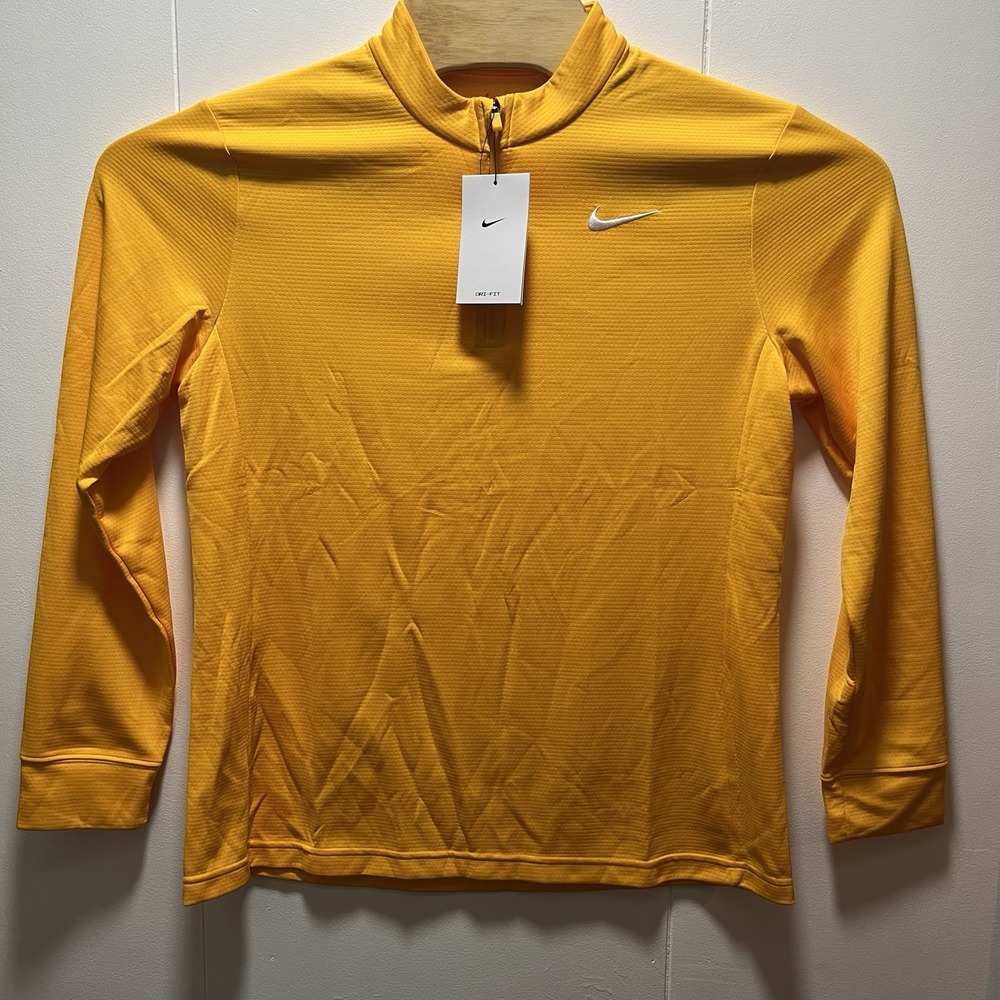 Nike Dri-FIT 1/2‎ Zip Yellow Pullover Top Women Size Large NEW WITH TAGS